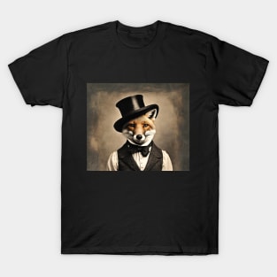 Victorian Fox Portrait Artistic Gift Fashion T-Shirt